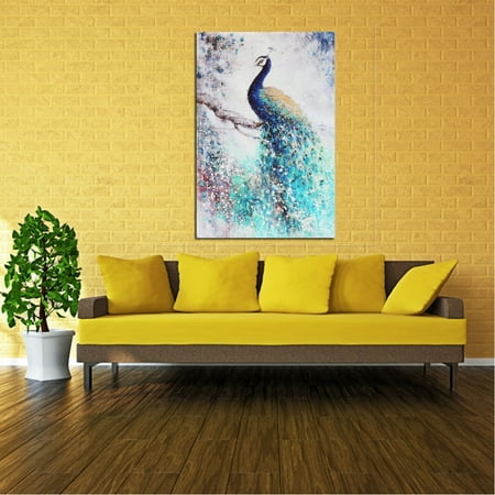 Peacock Picture Art Unframed Modern Art Peacock Painting Print Canvas Picture Home Wall Room Decoration 16x24 inch ()