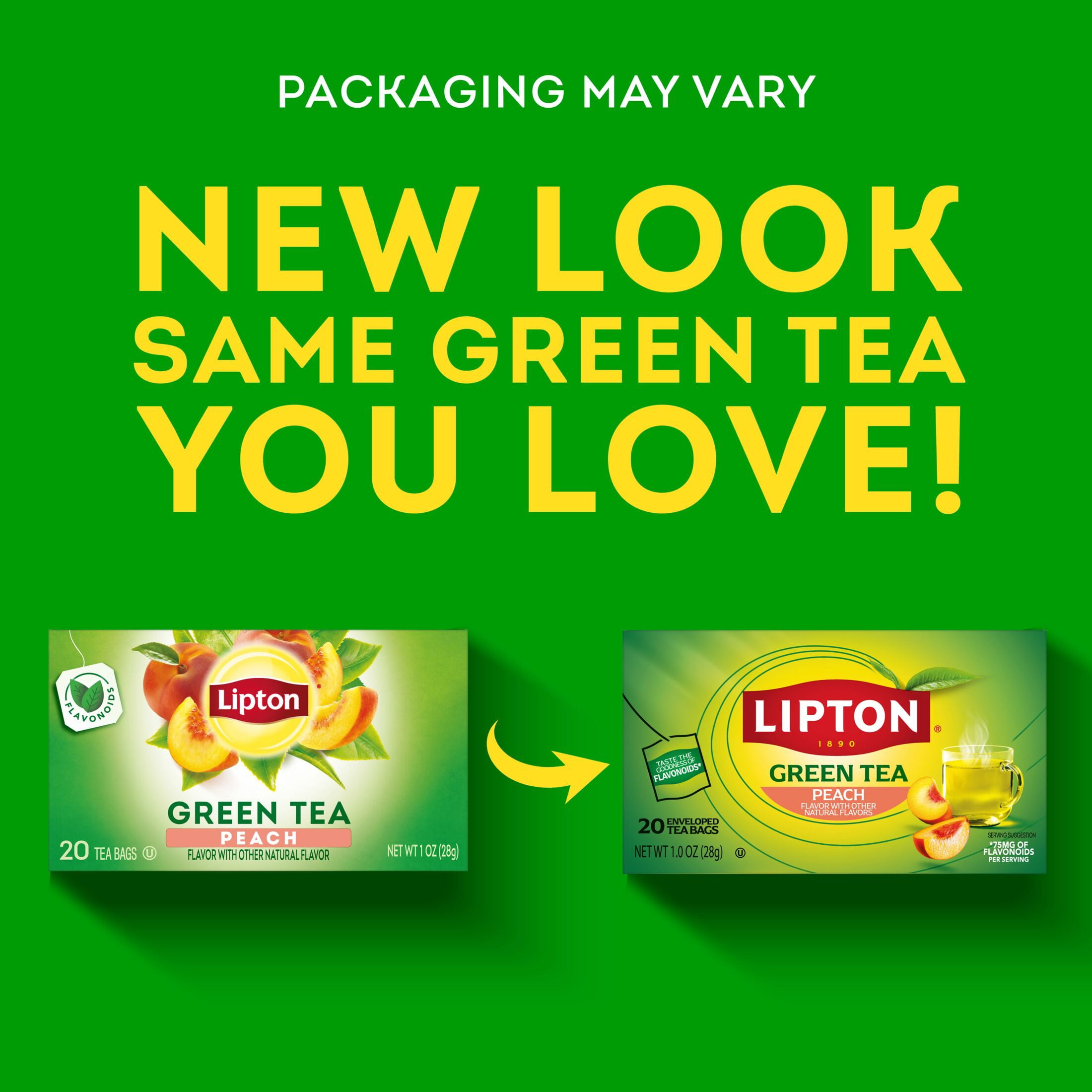(6 pack) Lipton Peach Green Tea Bags, 20 Count