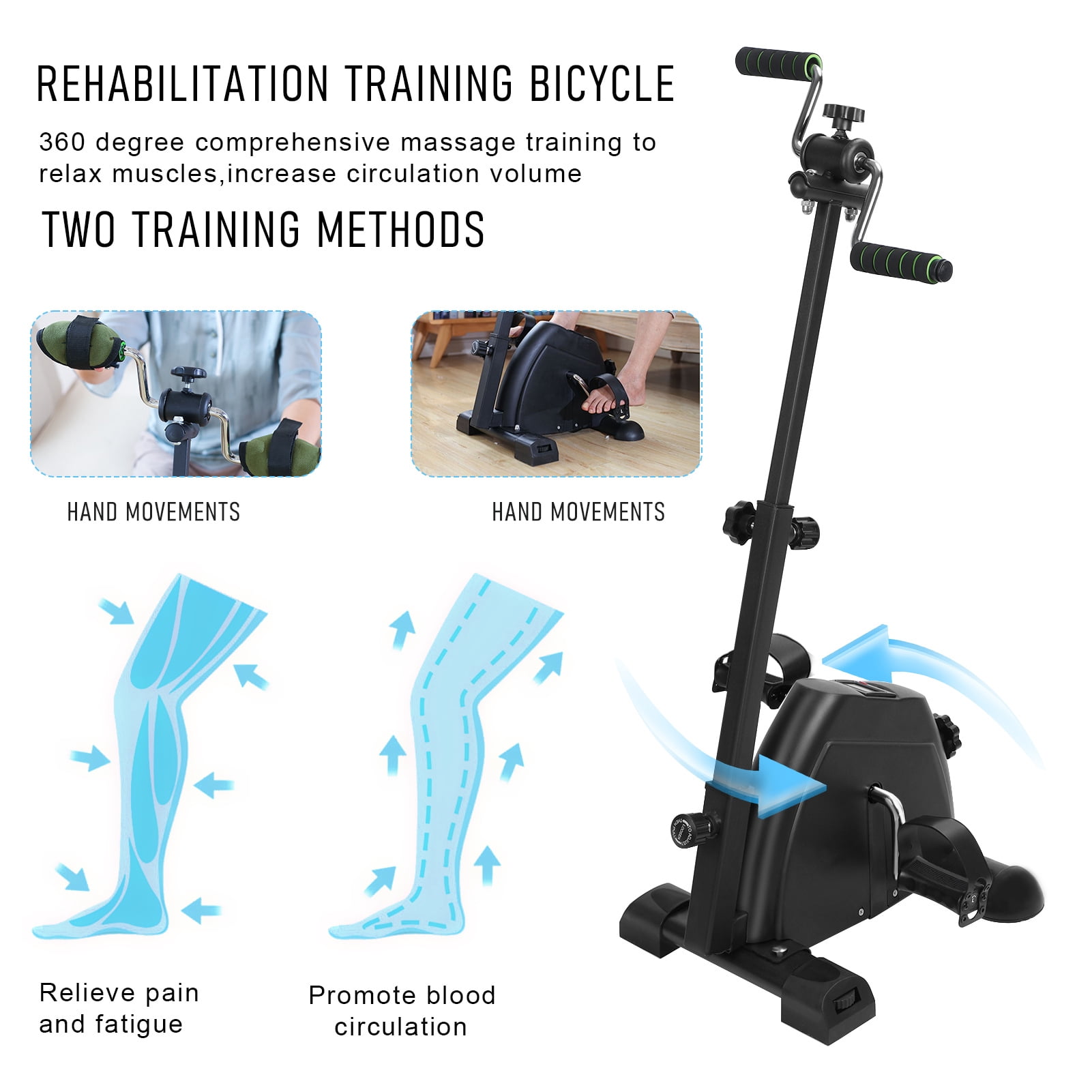 AQCW Elderly Exercise Bike, Hand Arm Leg Knee Peddler, Upper Lower Limb Rehabilitation Machine, Adjustable Fitness Equipment for Seniors, Home Pedal Exercise Bike with Gloves Handle