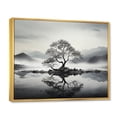 thumbnail image 2 of Designart "Tree Monochrome Ink euphony II" Floral Floater Framed Wall Decor, 2 of 7