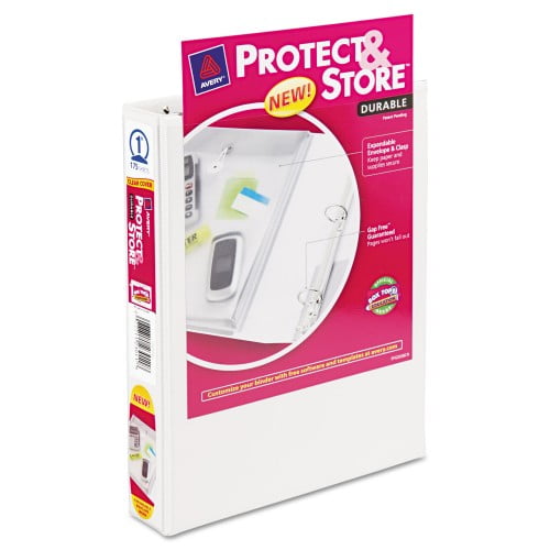 New Avery Mini Size Protect and Store View Binder with Round Rings, 3 Rings, 1' Capacity, 8.5 x 5.5, White,Each