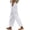 Z215 White, variant on Mifsaly Womens Linen Pants Elastic Waist Drawstring Striped Cuffs Trousers Lightweight Summer Casual Beach Vacation Pant with Pockets XL