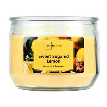 Mainstays 3-Wick Glass Jar Candle, Sweet Sugared Lemon, Yellow, 11.5 oz