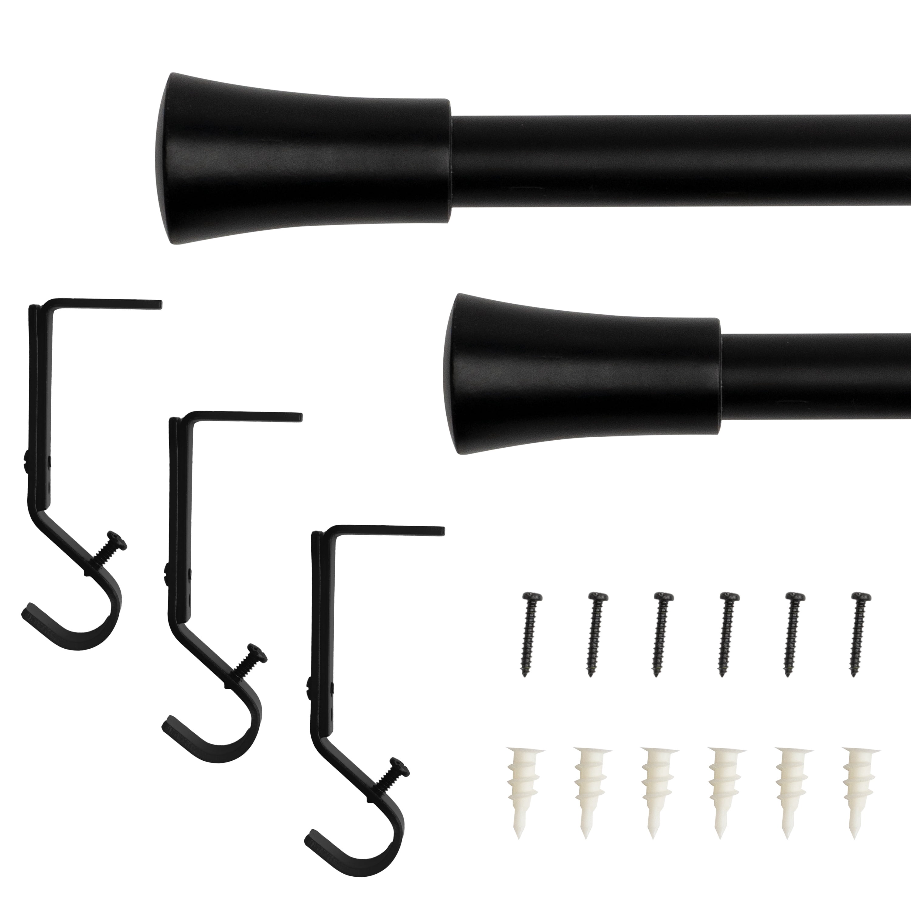 Lumi 48.8" Metal 0.75" Single Curtain Rod, Black