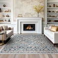 thumbnail image 6 of Crestwood Traditional Oriental 5x7 Navy and Aqua Polyester Indoor Area Rug, 5'3'' x 7', 6 of 6