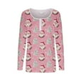 thumbnail image 5 of Christmas Tops for Women Slim Fit Scoop Neck Buttons Henley Tee Shirt Xmas Printed Graphic Holiday Sweaters (2XL, Pink), 5 of 6