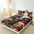 thumbnail image 4 of Manfei Cute Dachshund Twin Sheet Sets,Vintage Christmas Hat Twin Fitted Sheet,Red Black Green Flat Sheet For Boys Kids,Ultra Soft Home Decor,3 Pieces, 4 of 7