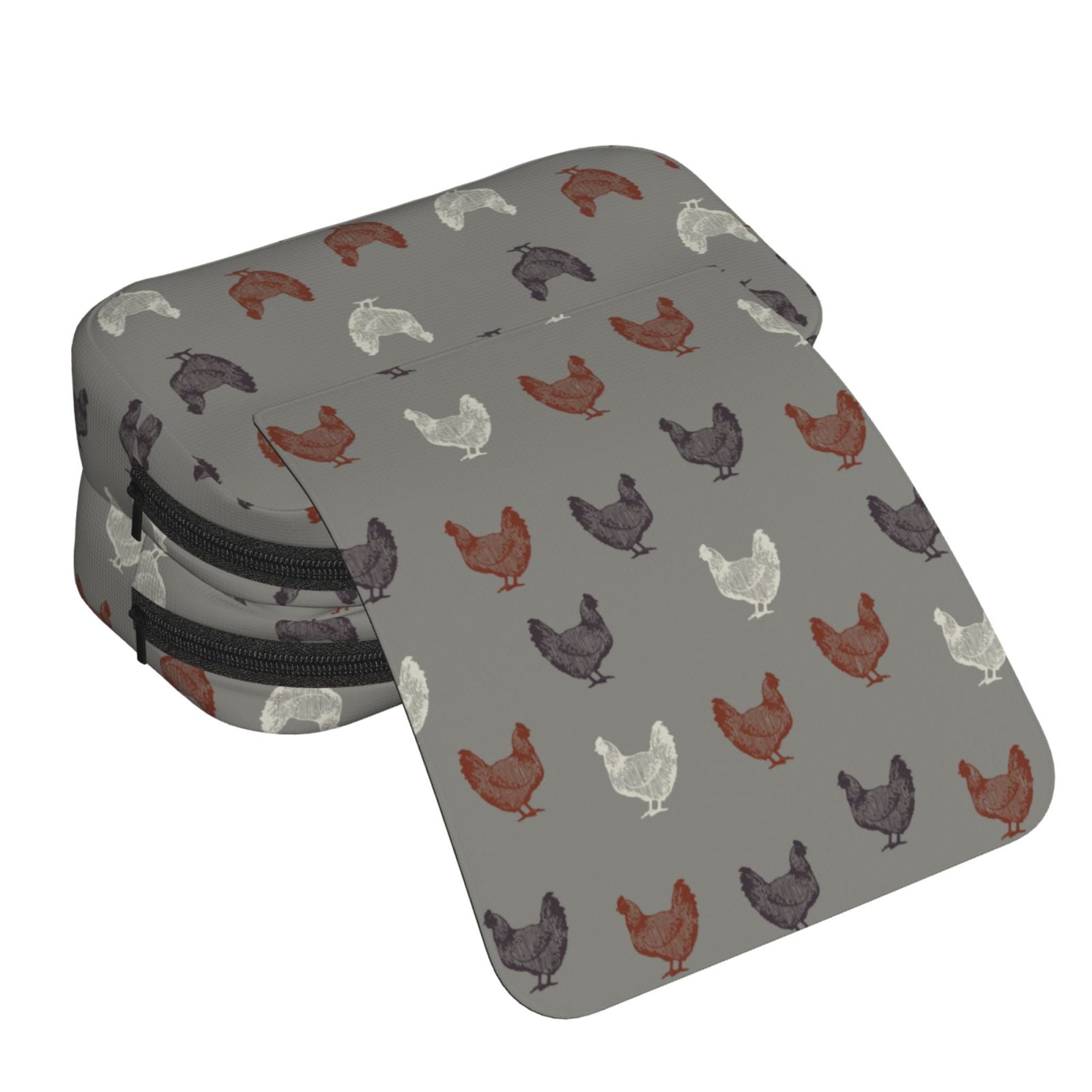 Rateoe Rooster Pattern Double Clamshell Pen Case, Storage Organizer with Two Zipper Compartments– Holds Up to 50 Pencils & Pens