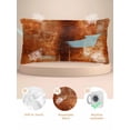 thumbnail image 2 of Burnt Orange Satin Pillowcase for Hair and Skin with Zipper, Soft Breathable Cooling Silk Pillow Cases, Retro Oil Painting Modern Abstract Art Aesthetics Throw Pillow Covers King Size 20"x40", 2 of 6