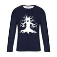 thumbnail image 5 of Zylanna Men's Long Sleeve T-Shirts, Crew Neck Loose Activewear Halloween Print Casual Tops for Men Navy, 5 of 5