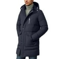 thumbnail image 4 of Men's Extra Long Puffer Jacket Winter Coats Parka Coat Color: Navy Size: XXXXL, 4 of 5