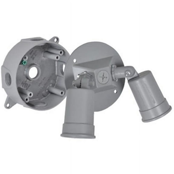 Hubbell Electrical LCR23N2 Round Double Floodlight Holder Kit- Gray