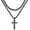 Black, variant on Valentines Gifts for Him - 2 count Chain Necklace for Men and Women, /14K /Black Layered Mens Necklaces Stainless Steel Pendant with Cuban Link and Box Chain 16-26 Inch
