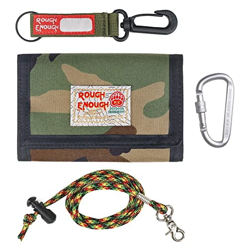 Rough Enough Kids Wallets for Boys Camo Wallet for Teen Boys with Lanyard Keychain Trifold