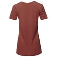 thumbnail image 3 of A2Y Women's Basic Solid Premium Cotton Short Sleeve V-neck T Shirt Tee Tops Fired Brick L, 3 of 6