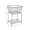 thumbnail image 4 of DecMode Gray Metal Deep Set Wire Basket Storage Cart with Wheels, 4 of 14