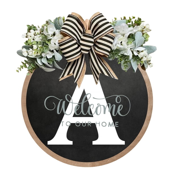 Placas decorativas colgantes para corona de puerta de entrada, con apellidos durante todo el año, elegante decoración de pared, letrero con nombre personalizado, acento festivo para puerta,