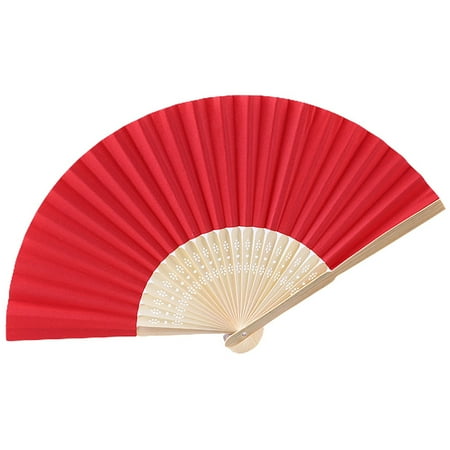 

Farfi Folding Fan Easy to Paint Bamboo Fan Handle Smooth Opening Comfortable Grip DIY Preschool Education Foldable Fan Home Supply (Red)