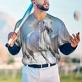 thumbnail image 5 of Lsque Horses Running Through The Water Pattern Mens Polo Golf Shirts Funny Graphics Shorts Sleeve Button Shirts Baseball T-shirt-Large, 5 of 7
