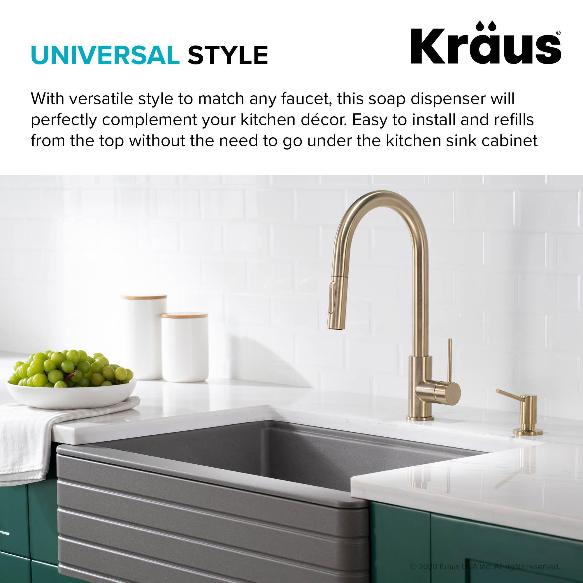 KRAUS Kitchen Soap and Lotion Dispenser in Brushed Gold