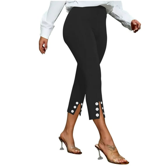 Dxzfnsa Soft Capri Leggings with Pockets for Women Tummy Control Capri Pants High Waisted Yoga Pants Women S-2XL