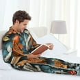 thumbnail image 6 of Fuzoiu Colorful Koi Fish Art Print Men's Long-Sleeved Pajama,Lounge Button Down Nightwear,Mens Notch Collar Pajama Set -Large, 6 of 7