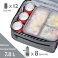 thumbnail image 4 of Tirrinia Extra Large Lunch Bag For Women Men 13L/22 Can, Insulated Leakproof Adult Reusable Lunch Box Meal Prep Bento Box Cooler Tote with Dual Compartment, Light Gray-Canvas, 4 of 8