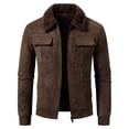 thumbnail image 4 of Men's Commuter Casual Fall Winter New Thick Faux Fur Collar Jacket, Plush Lining Warm Coat, Stylish Outerwear for Men, 4 of 9