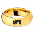 thumbnail image 2 of Tungsten Washington The Evergreen State Capitol Building Band Ring 7mm Men Women Comfort Fit 18k Yellow Gold Dome Polished, 2 of 4