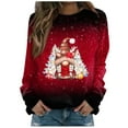 thumbnail image 2 of EGNMCR Chandail en Molleton de Noël pour Femmes, Col Rond, Mode Décontractée, Manches Longues, Imprimé de Noël, Blouse, 2 of 5
