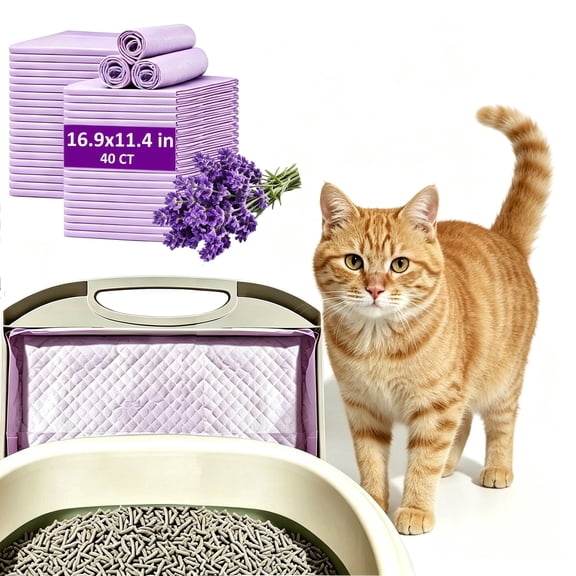 Vacayinsider Cat Pads, Generic Refills for Tidy Cats Breeze Cat Litter Box Pads System, Lavender Scent, 16.9 x 11.4 In, 40 Count