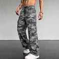 thumbnail image 2 of Men's Cargo Pants with Pockets Drawstring Long Trousers Relaxed Fit Stretch Work Pants, 2 of 5