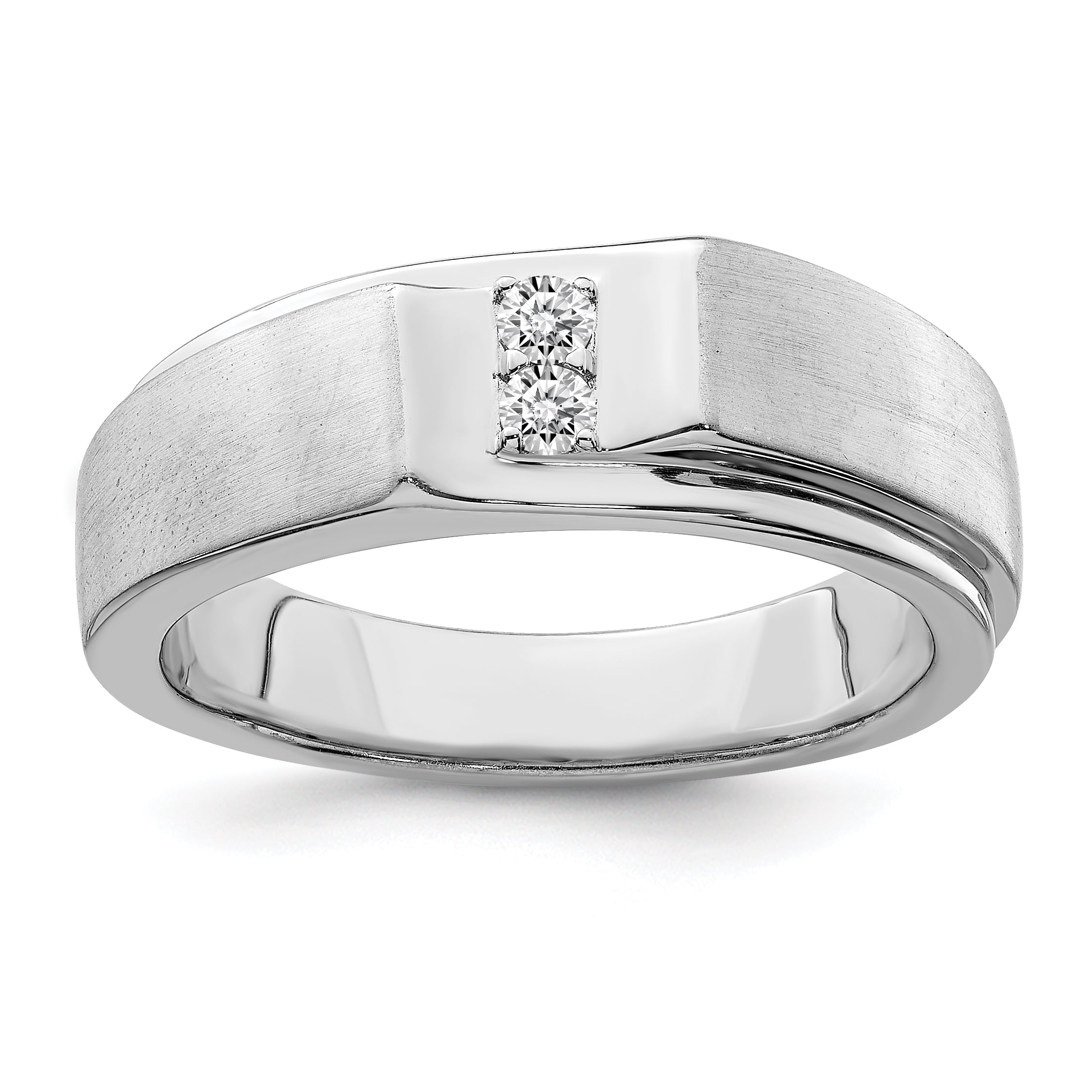 Solid Sterling Silver Mens Black Diamond Polished and Satin Ring