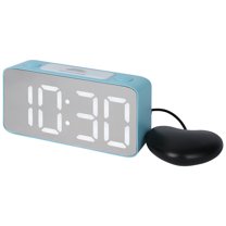 REGALWOVEN Digital Alarm Clock Large LED Display, Dual Alarms, Wired Bed Shaker Dimmable For Bedroom/Dorm Blue 6.7"L x 2.0"W x 3.1"H