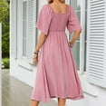 thumbnail image 5 of Mingw Womens Wedding Guest Dress Summer Dress for Women Casual Dressy Flutter Short Sleeve Graduation Dresses ,2XL,Pink, 5 of 5