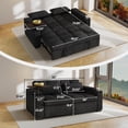 thumbnail image 2 of Aukfa 65"W Convertible 3-in-1 Sofa Bed with Storage, Queen Chenille Sleeper Couch with USB/Type-C Ports & Rotating Side Table,Black, 2 of 9