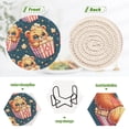 thumbnail image 4 of Haosy Set of 6 Drink Woven Coaster with Holder Heat Resistant Non-Slip Bar Coasters 4 Inches Cute Bear in Popcorn, 4 of 7