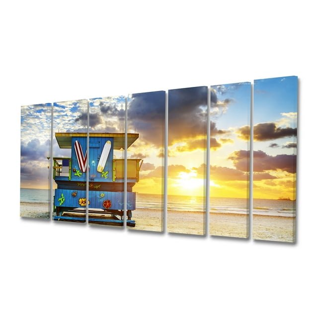 Designart - Miami South Beach Sunrise - Grande Toile de Bord de Mer Art Mural