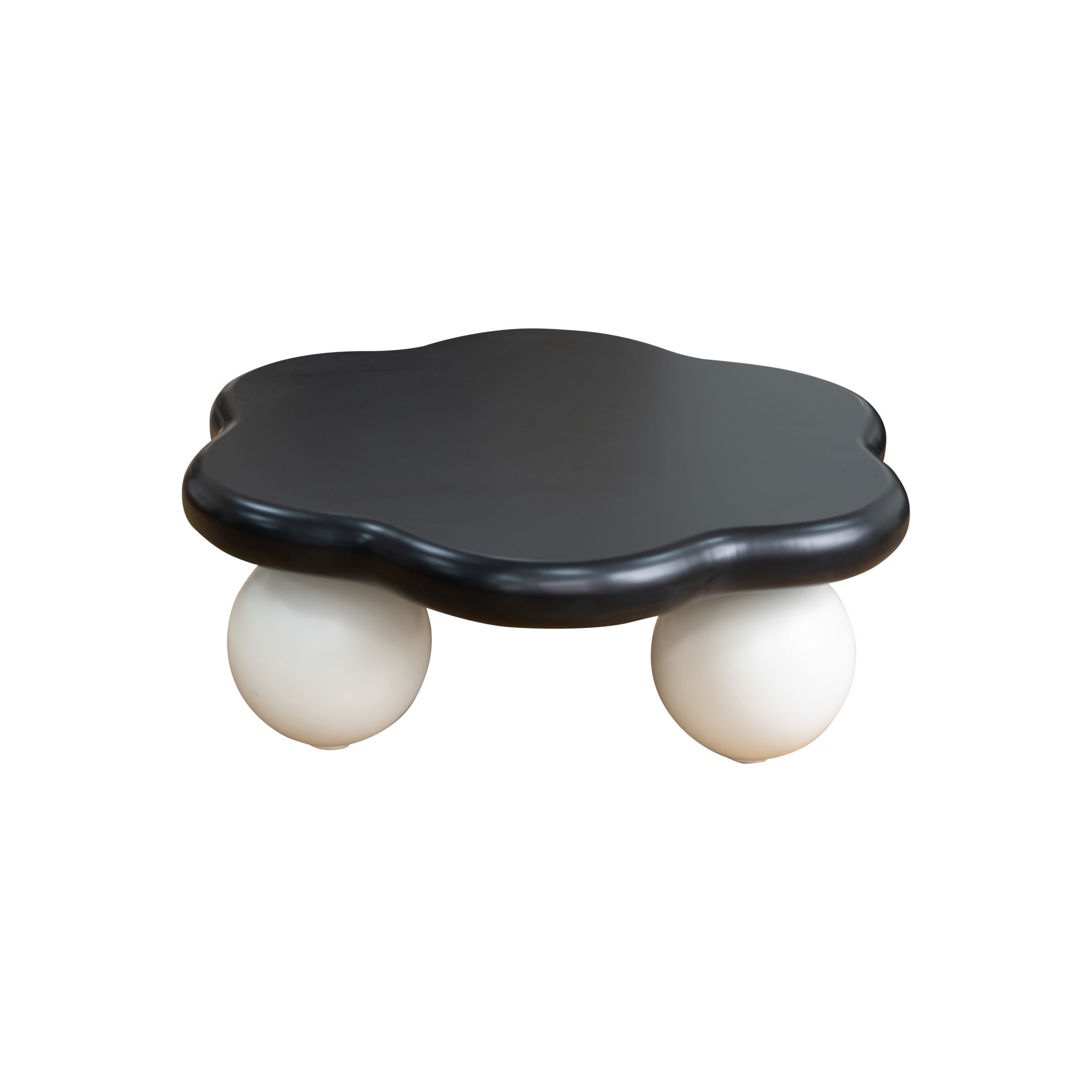 Noble House Kieran 35" Cloud Coffee Table, Modern Minimalist Living Room Table, Small Space Accent Table, Black Top White Legs