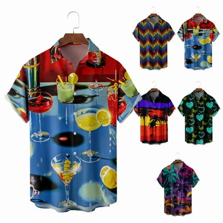 

Adult Beach Hawaii Shirts Front-Pocket Party Bowling Shirts for Men Women