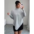 thumbnail image 5 of Women's Poncho Pullover Sweater Turtleneck Long Sleeve Knit Top Loose Fit for Casual Outings, 5 of 6