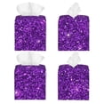 thumbnail image 2 of Uemuo Purple Glitter Tissue Box Cover Holder, Square with Bottom Belt - PVC Leather Decorative Organizer for Tabletop, Bathroom, Car, Office, 2 of 8