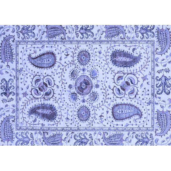 Ahgly Company Machine Washable Indoor Rectangle Abstract Blue Modern Area Rugs, 5' x 8'