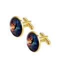 thumbnail image 2 of PhooArto Men's Classic Stainless Steel, Galaxy and Black Shark Cufflinks Business Wedding Shirts, Golden, 2 of 7