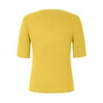 thumbnail image 4 of Nisorays Womens V Neck Sweater Short Sleeve Knit Casual Loose Fit Pullover Casual Blouses Yellow M, 4 of 4