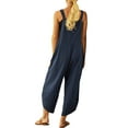 thumbnail image 5 of SLADYGLO Women Buttons Front Side Pockets Cross-over Curved Hem Jumpsuits, 5 of 6