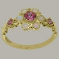 thumbnail image 2 of LBG British Made 14k Yellow Gold Genuine Natural Pink Tourmaline & Opal Womens Statement Ring - 33 size options - Size 5.5, 2 of 7