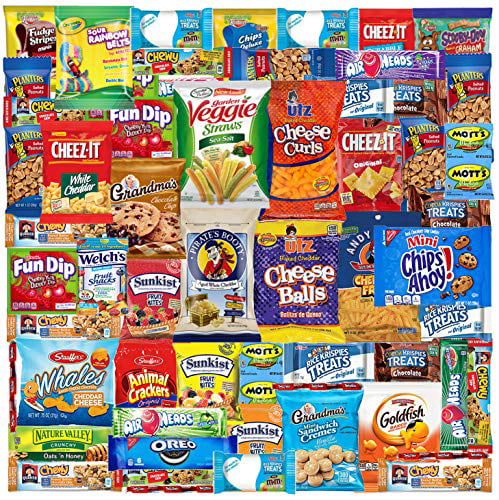 Care Package (52 Count) Ultimate Sampler Mixed Box, Cookies Chips Candy Snacks Box for Office Meetings Schools Friends & Family Military College, Easter Gifts Basket, Snack Variety Pack