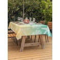 thumbnail image 3 of Outdoor Tablecloths with Umbrella Hole & Zipper, Teal Yellow Ombre Coastal Rectangle Tablecloth 52x70 Inch, Sea Nautical Summer Beach Starfish Coral Waterproof Table Cloth, Patio/Pool Table Covers, 3 of 8