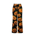 thumbnail image 5 of Womens Halloween Pajama Pants Drawstring Wide Leg Lounge Sleep Bottoms Relaxed Fit Full Length Comfy Pjs Breezy Wide Leg with Adjustable Waist for Cozy Nights Saffron 2XL, 5 of 6